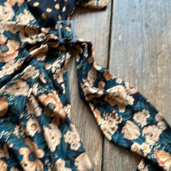 NWOT Zara Floral Polka Dot Wrap Mini Dress - Picture 3 of 11
